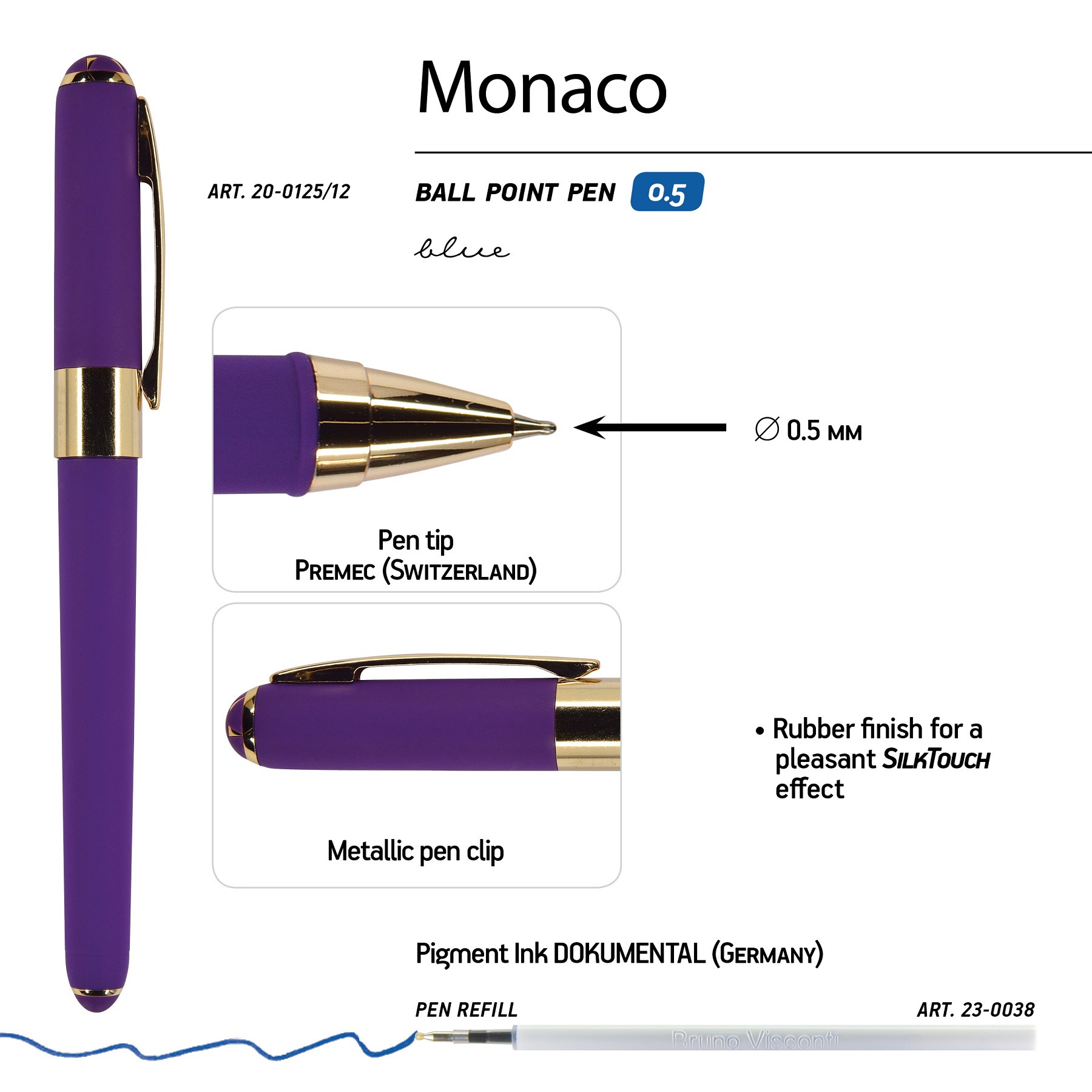 Набор из 2-х шариковых ручек Bruno Visconti Monaco фиолетовый корпус оранжевая коробка - фото 4