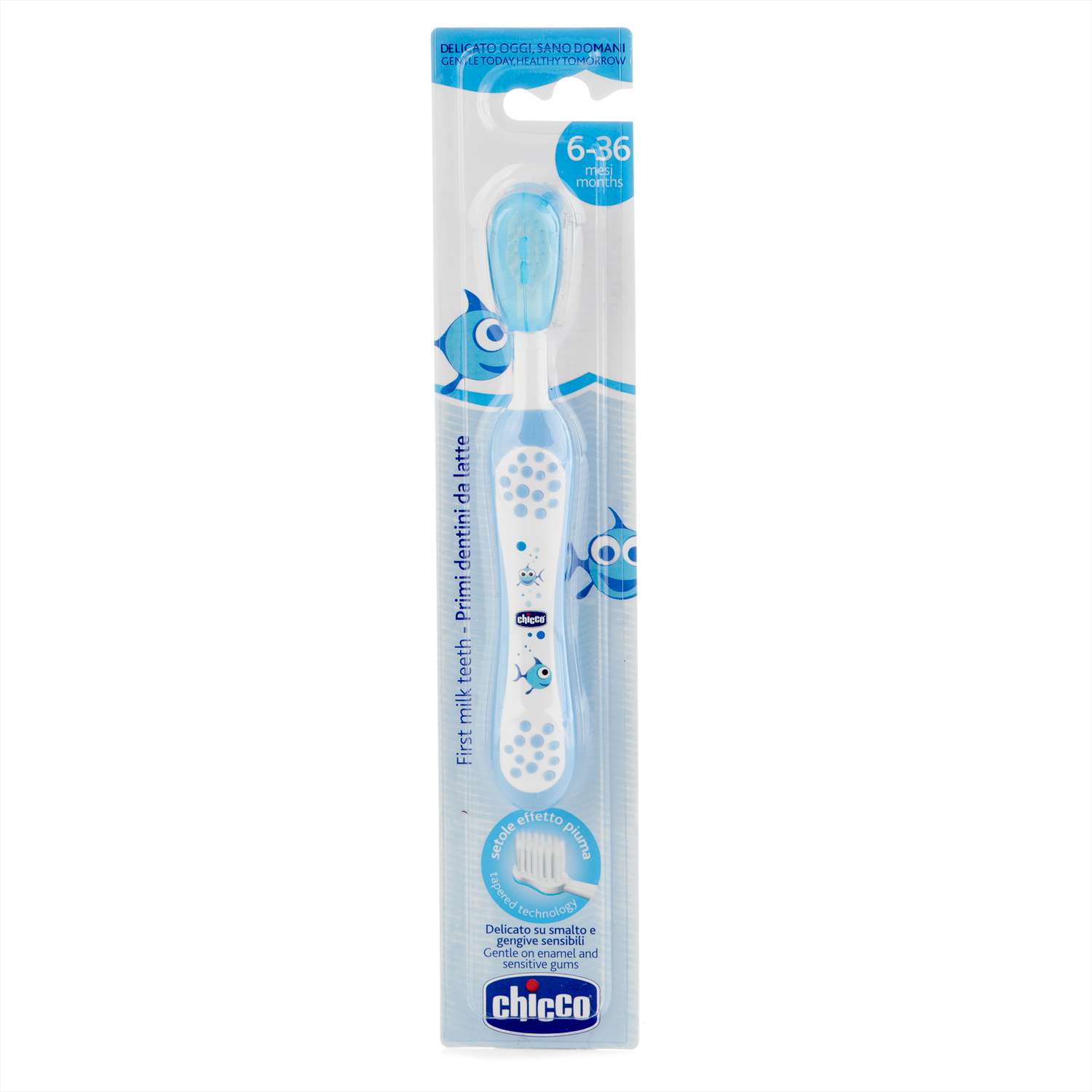 Зубная щетка CHICCO детская от 6 месяцев до 3 лет мягкая с эргономичной ручкой голубая - фото 2