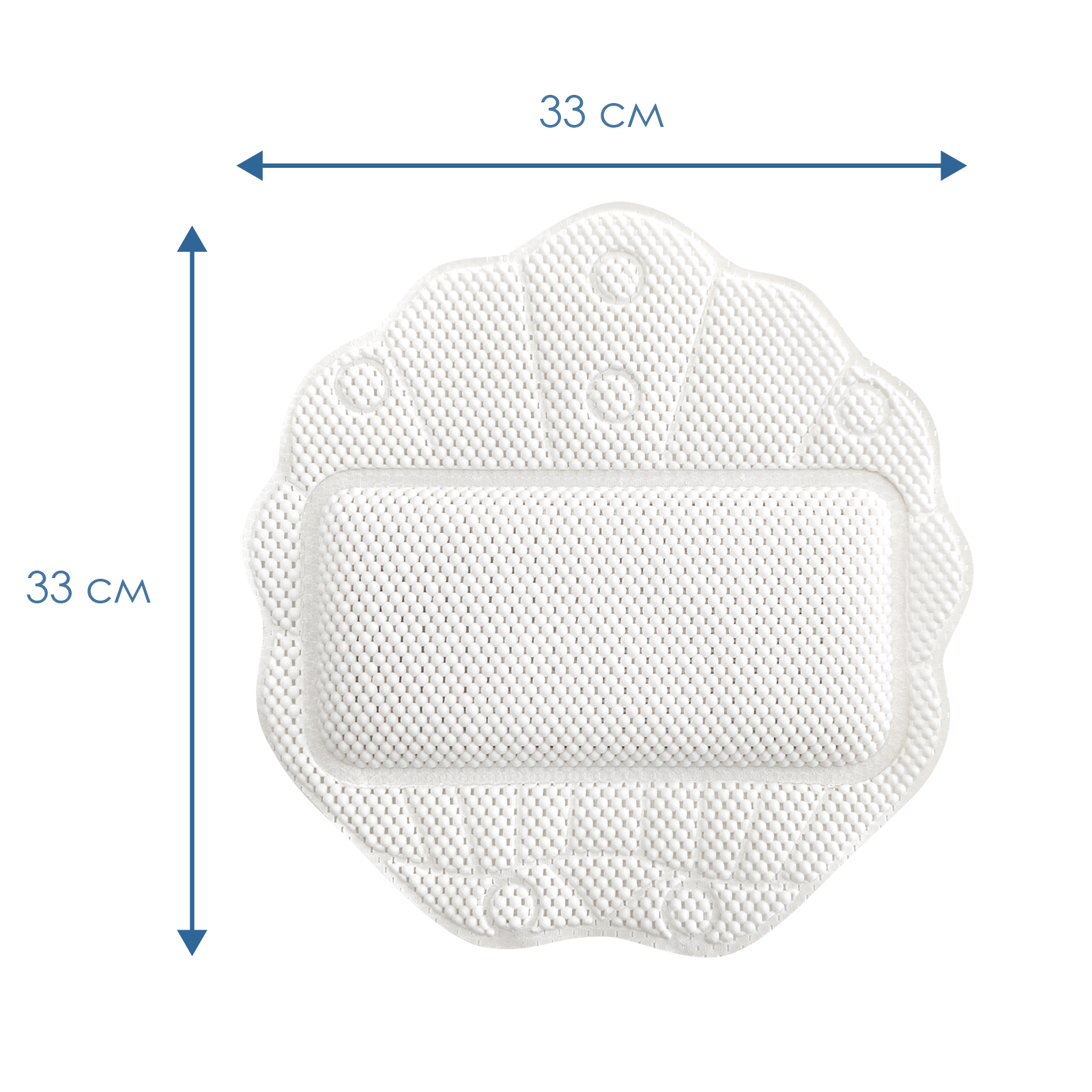 Подушка для ванны с присосками VILINA мягкая массажная расслабляющая 33х33 см белая - фото 6
