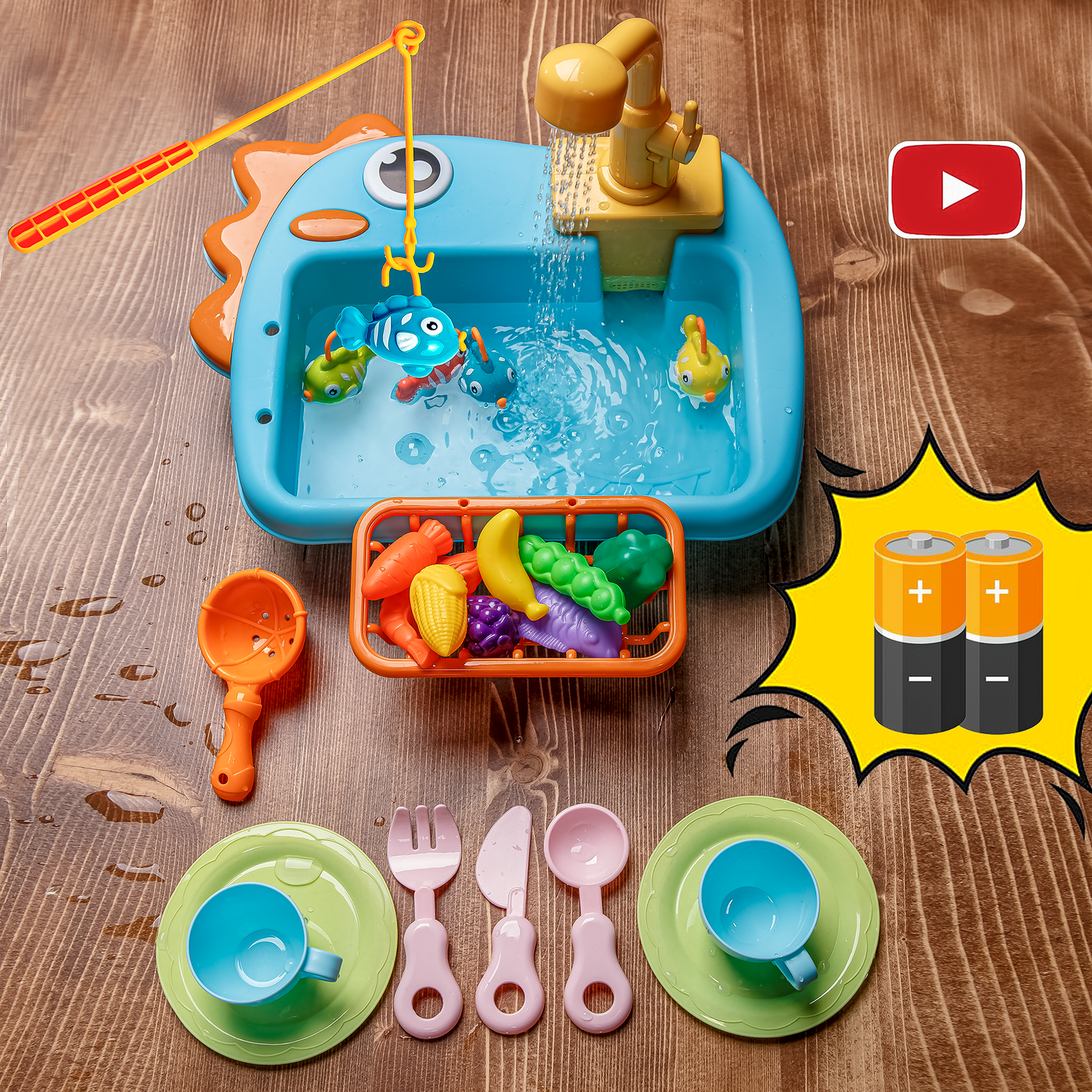 Детский набор BAZUMI рыбалка на батарейках / развивающие игрушки кухня детская - фото 1