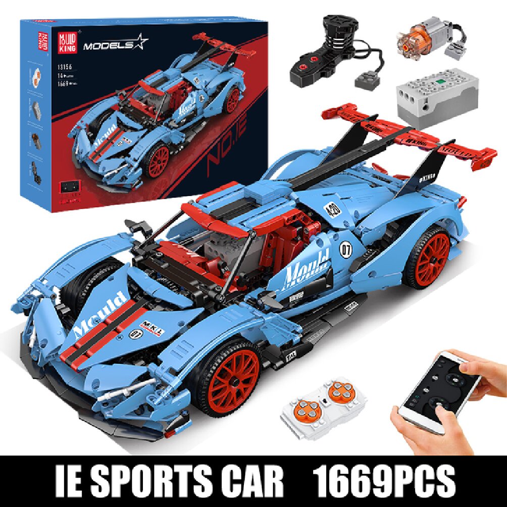 Конструктор Mould King 13156 синий Технический MOC Apollo IE Super Racing Car 1669 деталей - фото 14