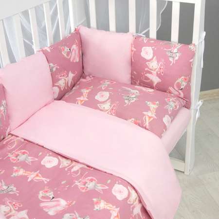 Комплект постельного белья Amarobaby Premium Нежный Танец 7предметов Розовый