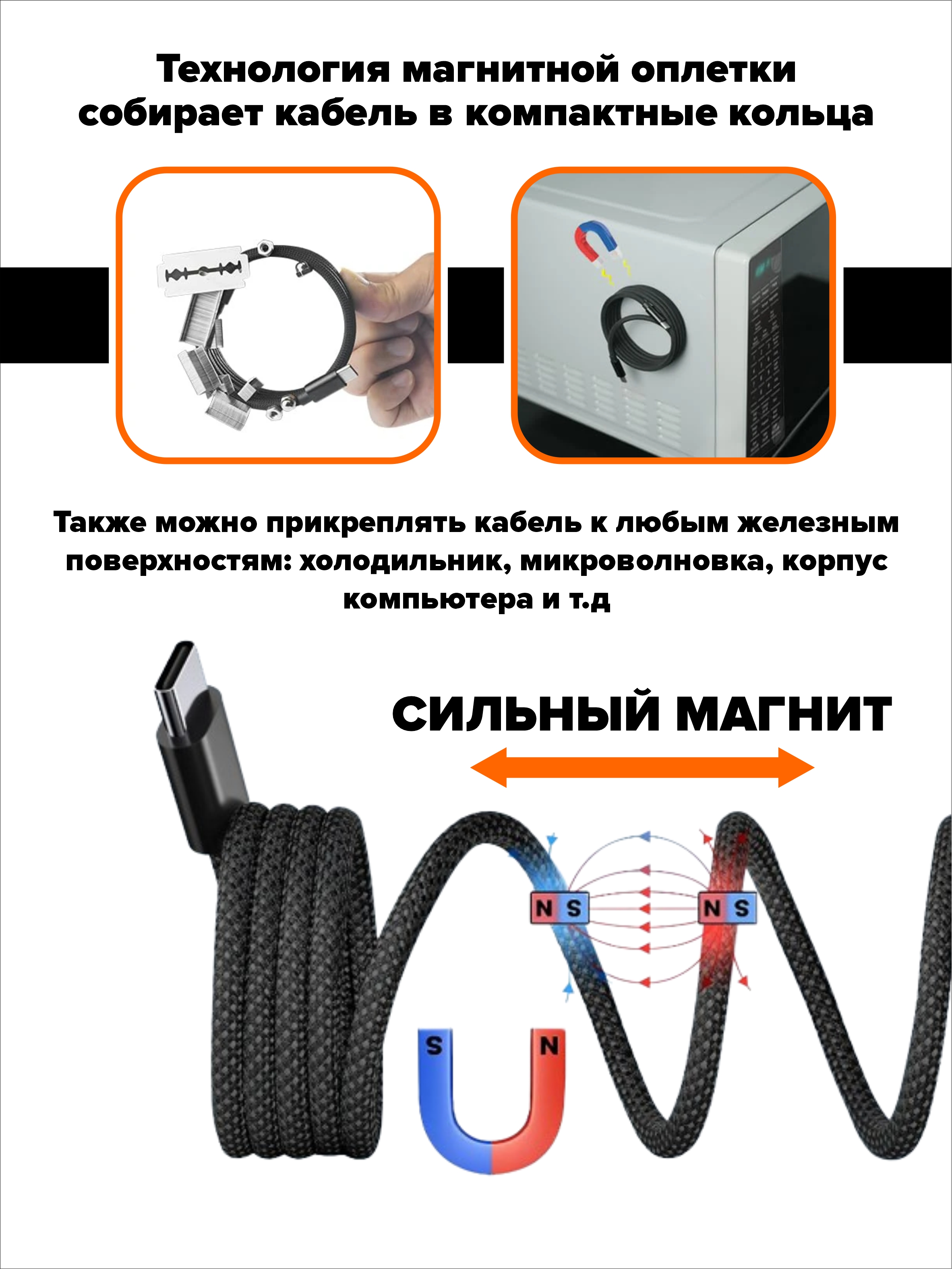 Кабель Type A - Type-C SmartiNext для зарядки магнитный черный купить по  цене 1087 ₽ в интернет-магазине Детский мир