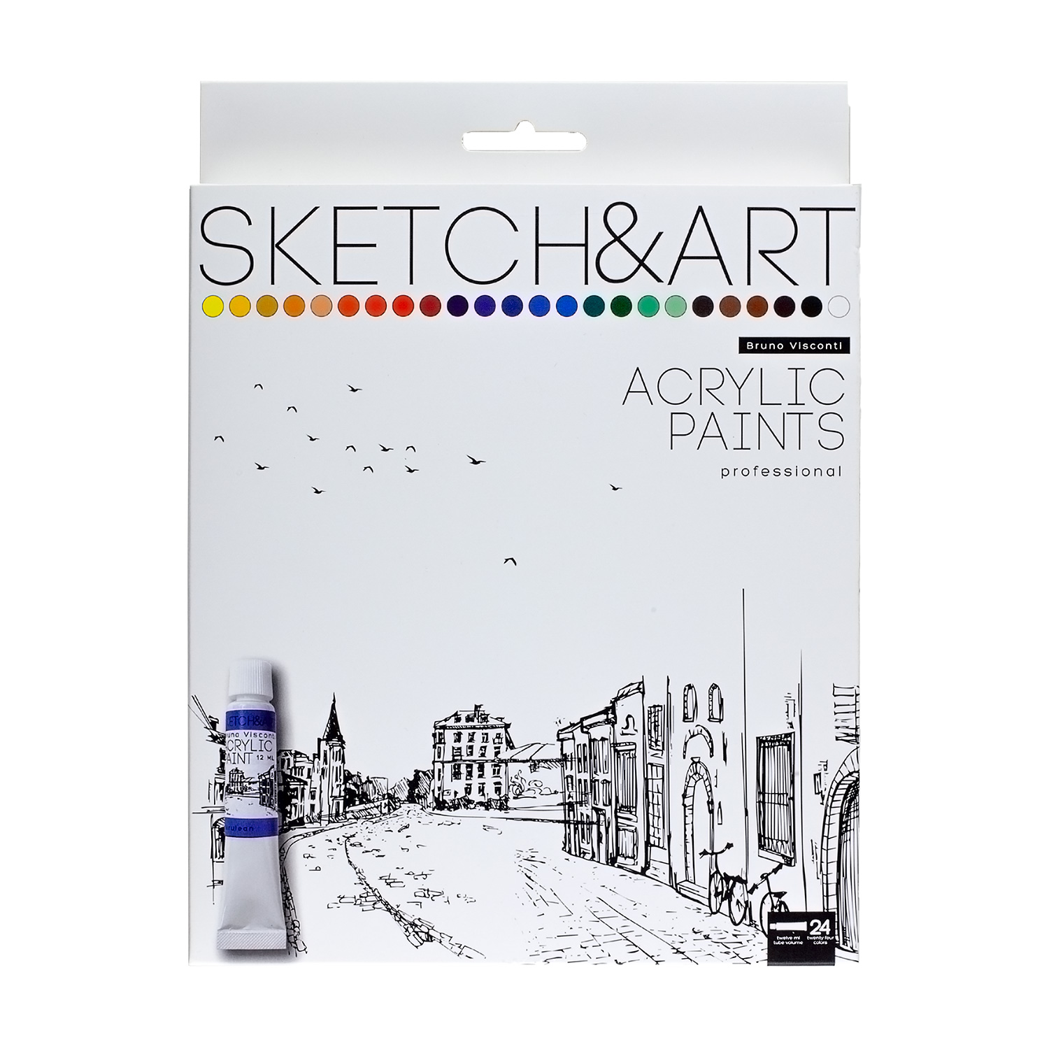 Краски акриловые Bruno Visconti Sketch Art multicolor 24 цветов 12 мл - фото 2