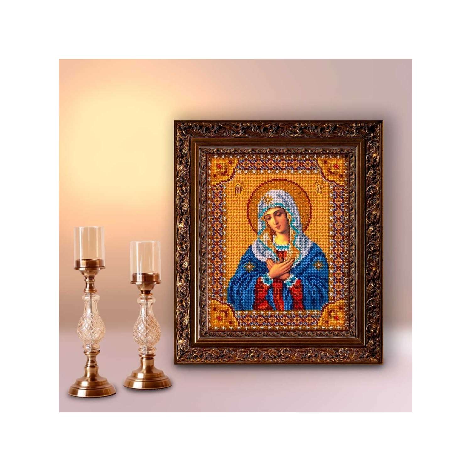 Набор для вышивания Радуга бисера иконы бисером В153 Умиление Богородица 20x25см - фото 1