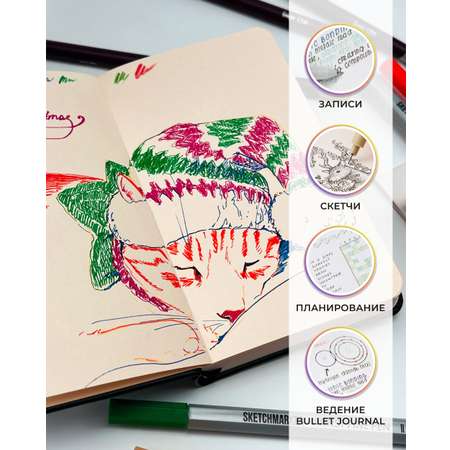 Блокнот SKETCHMARKER для зарисовок 140г/кв.м 9х14см 80л твердая обложка Королевский синий