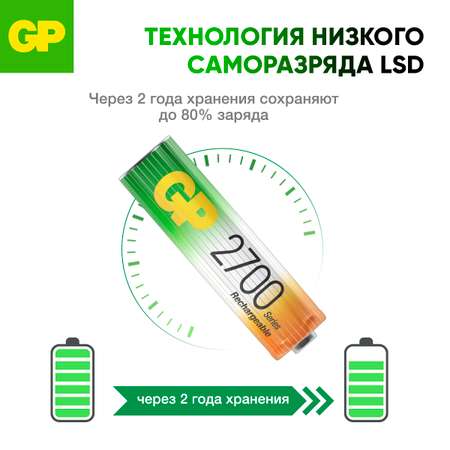 Набор аккумуляторов GP перезаряжаемые 270AA 2 штуки в упаковке