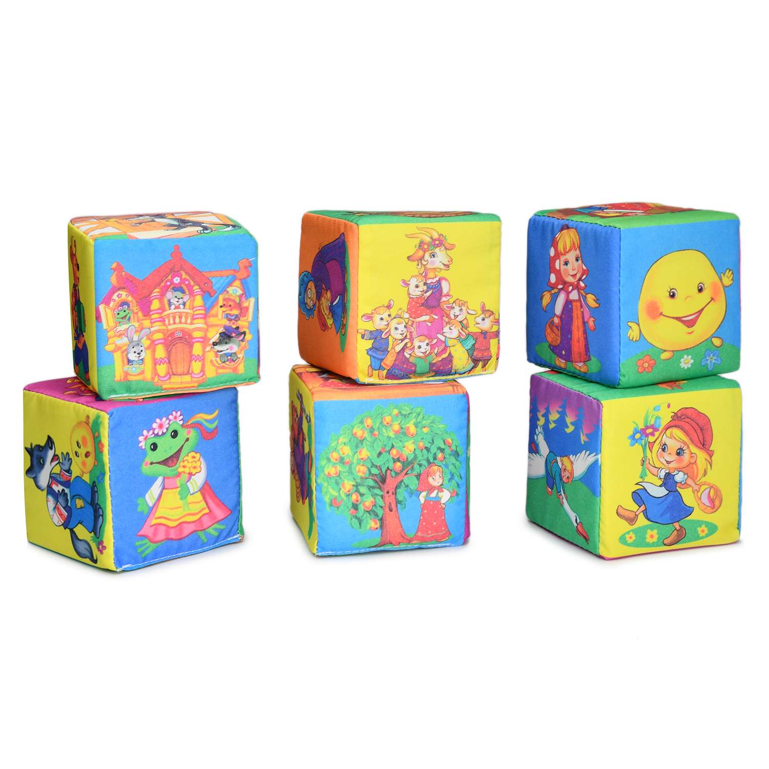Кубики для малышей Русский стиль Веселые сказки 6шт Д-416-18 - фото 1