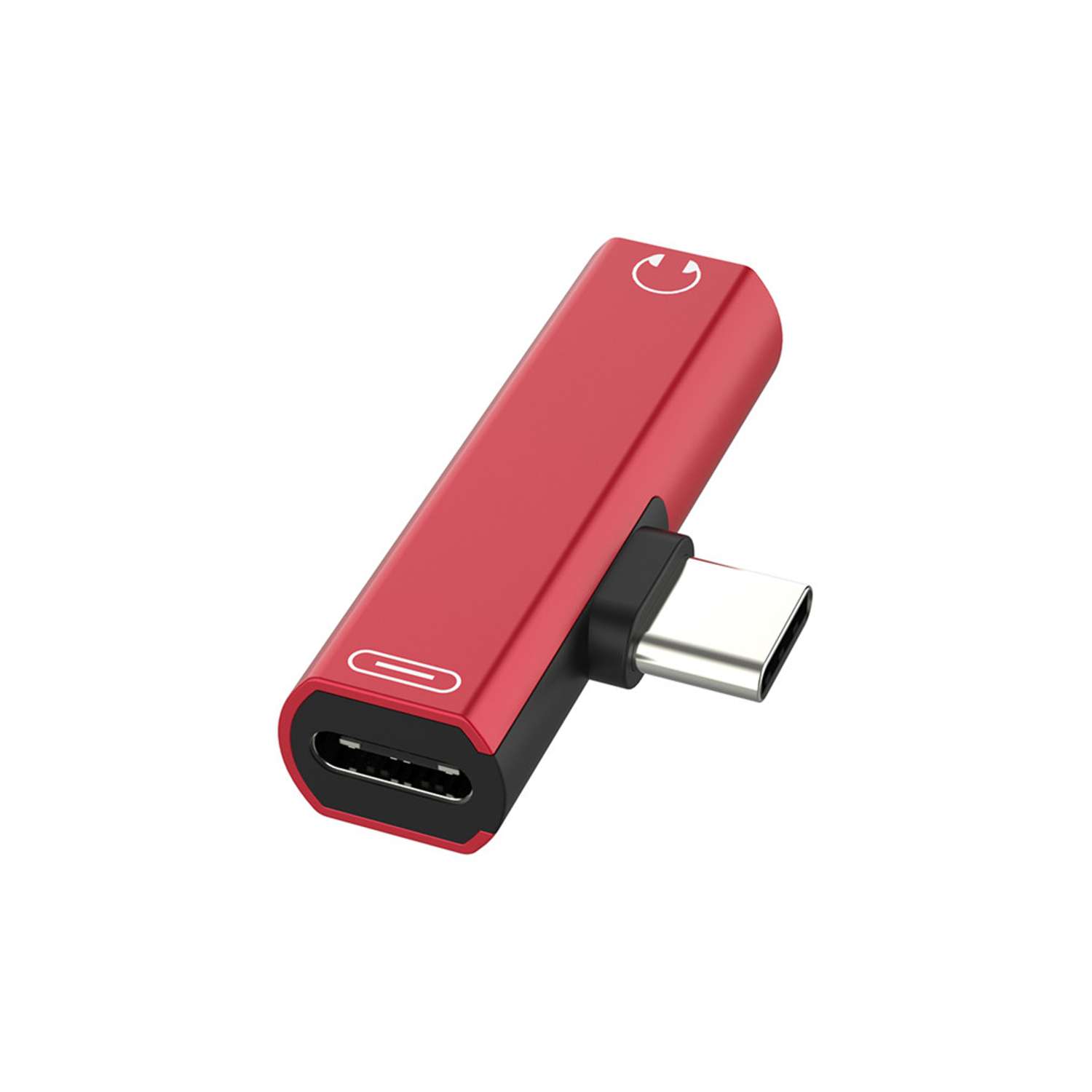 Переходник USB GCR Type C - 3.5mm mini jack + TypeC красный GCR-52243 - фото 1