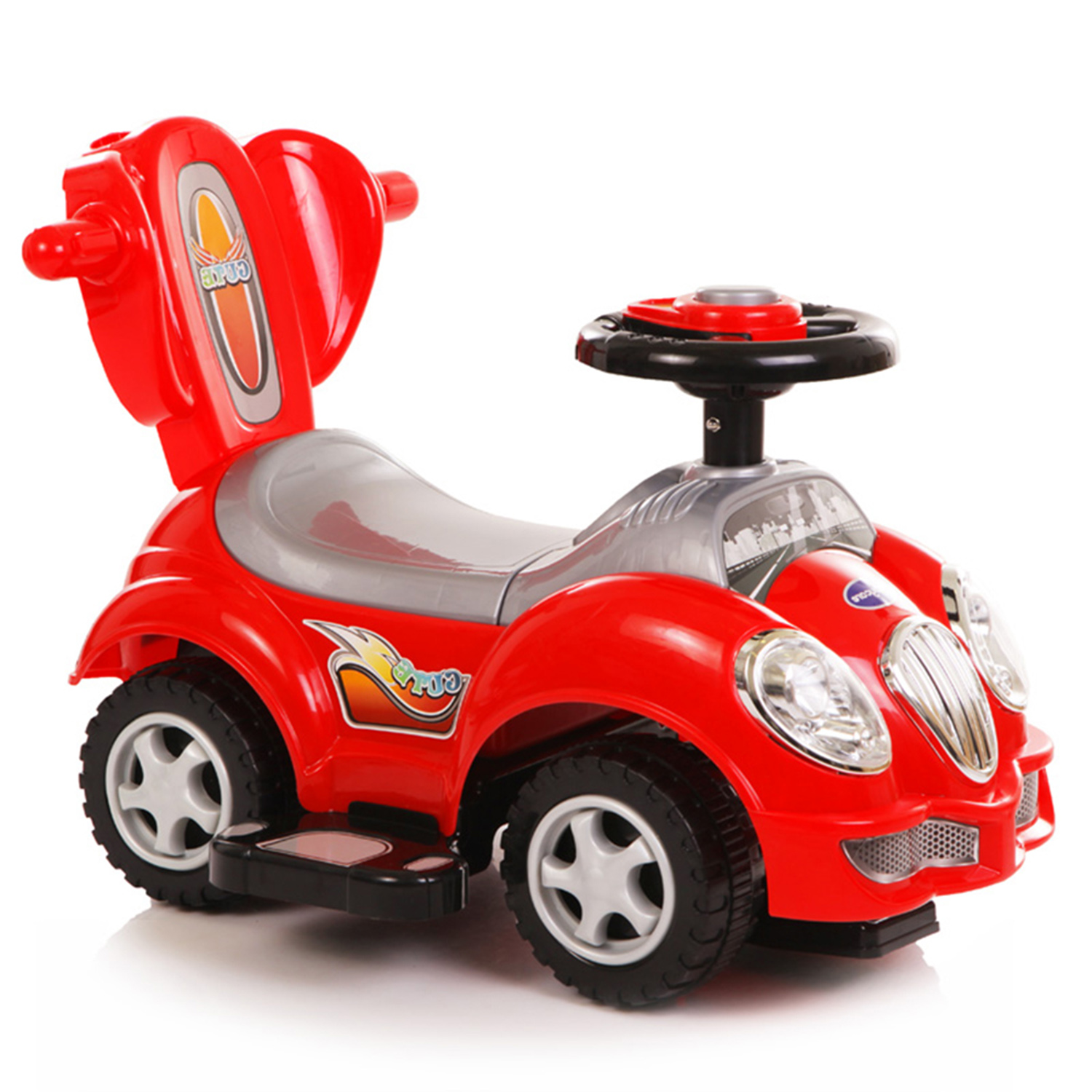 Каталка BabyCare Cute Car музыкальный руль красный - фото 2