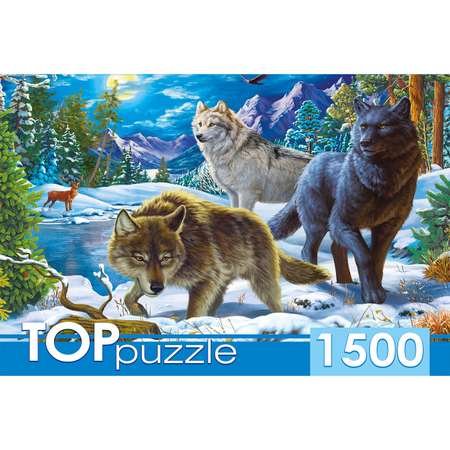 Пазл Рыжий кот TOPpuzzle. 1500 элементов Волки в ночном лесу