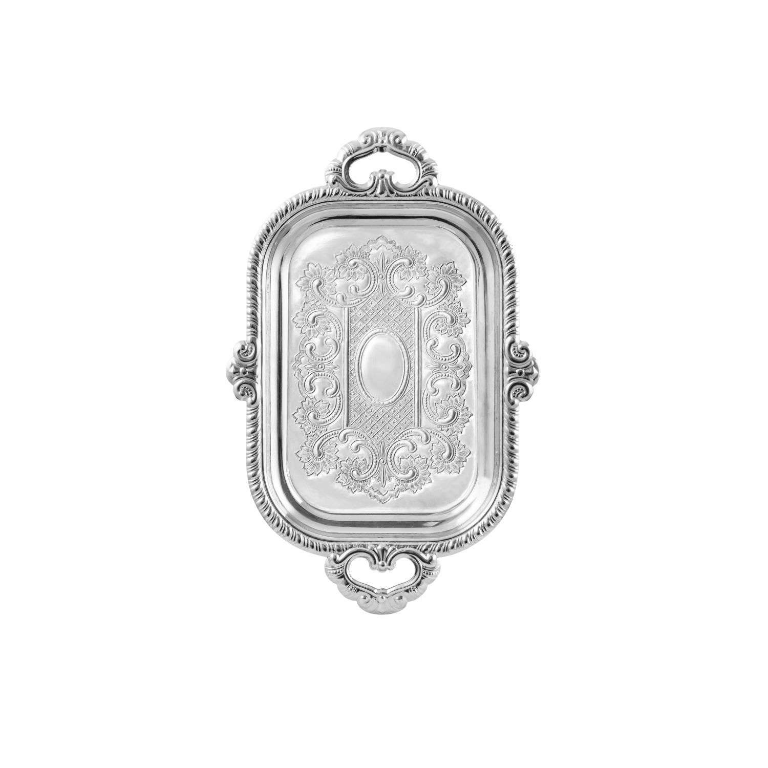 Поднос Кольчугинский мельхиор с гравированным рисунком никелированный - фото 1