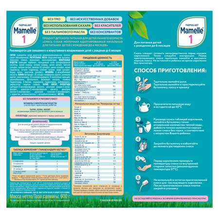 Смесь молочная Mamelle 1 600г с 0месяцев