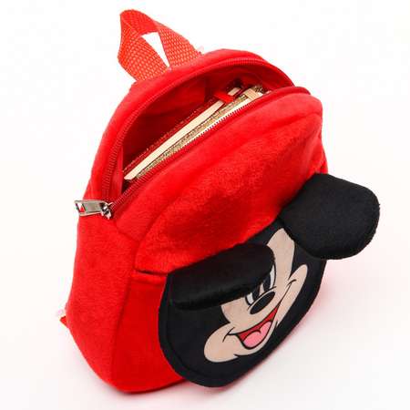 Рюкзак Disney плюшевый на молнии с карманом 19х22 см Микки Маус