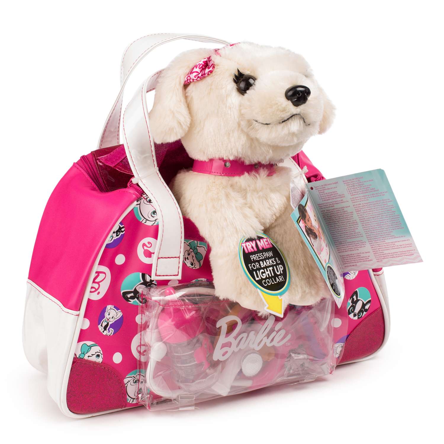 Интерактивный щенок Barbie Дружи и лечи (бежевый) в сумочке - фото 2