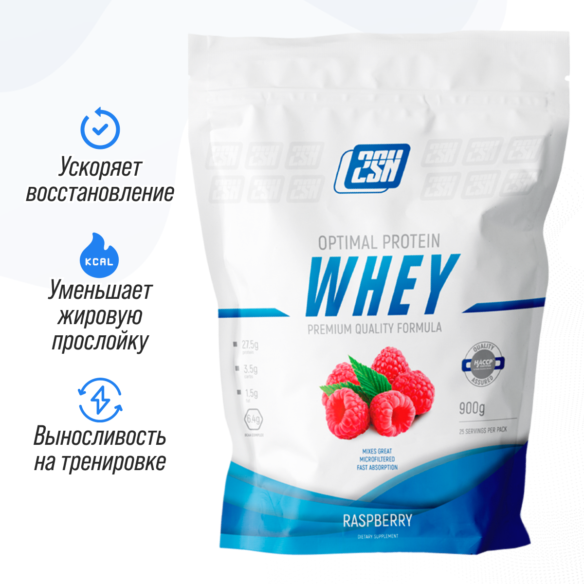 Протеин сывороточный 2SN Whey Protein 25 порций 900 г Малина - фото 1