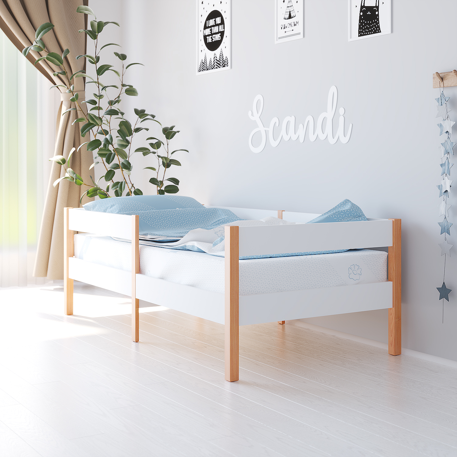 Детская кроватка aton baby furniture Skandi 140x70 белый/бук, - фото 3