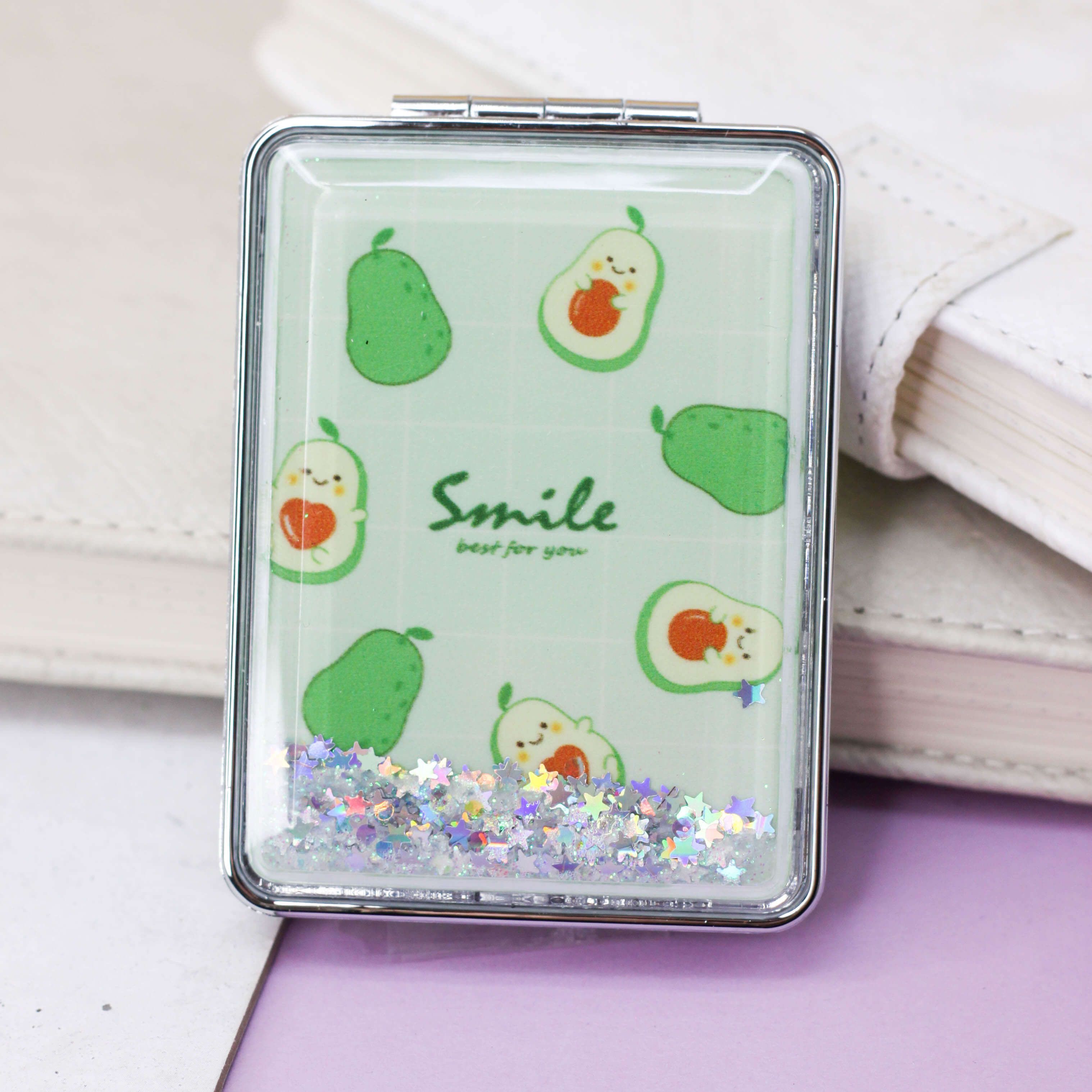 Зеркало карманное iLikeGift Sparkles avocado many с увеличением - фото 1