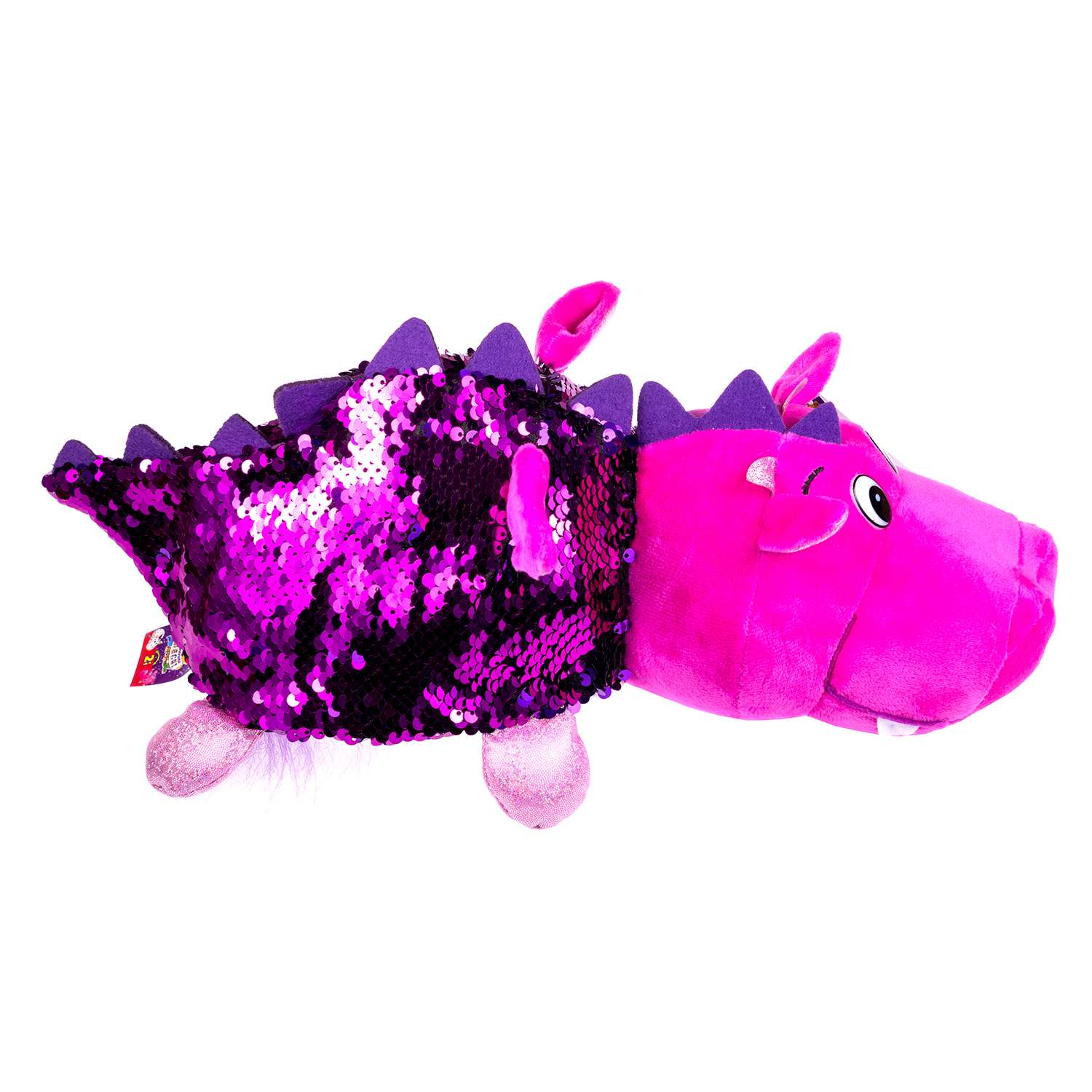 Игрушка мягкая 1TOY Вывернушка Дракон с пайетками Белый/Розовый Т15587 - фото 5