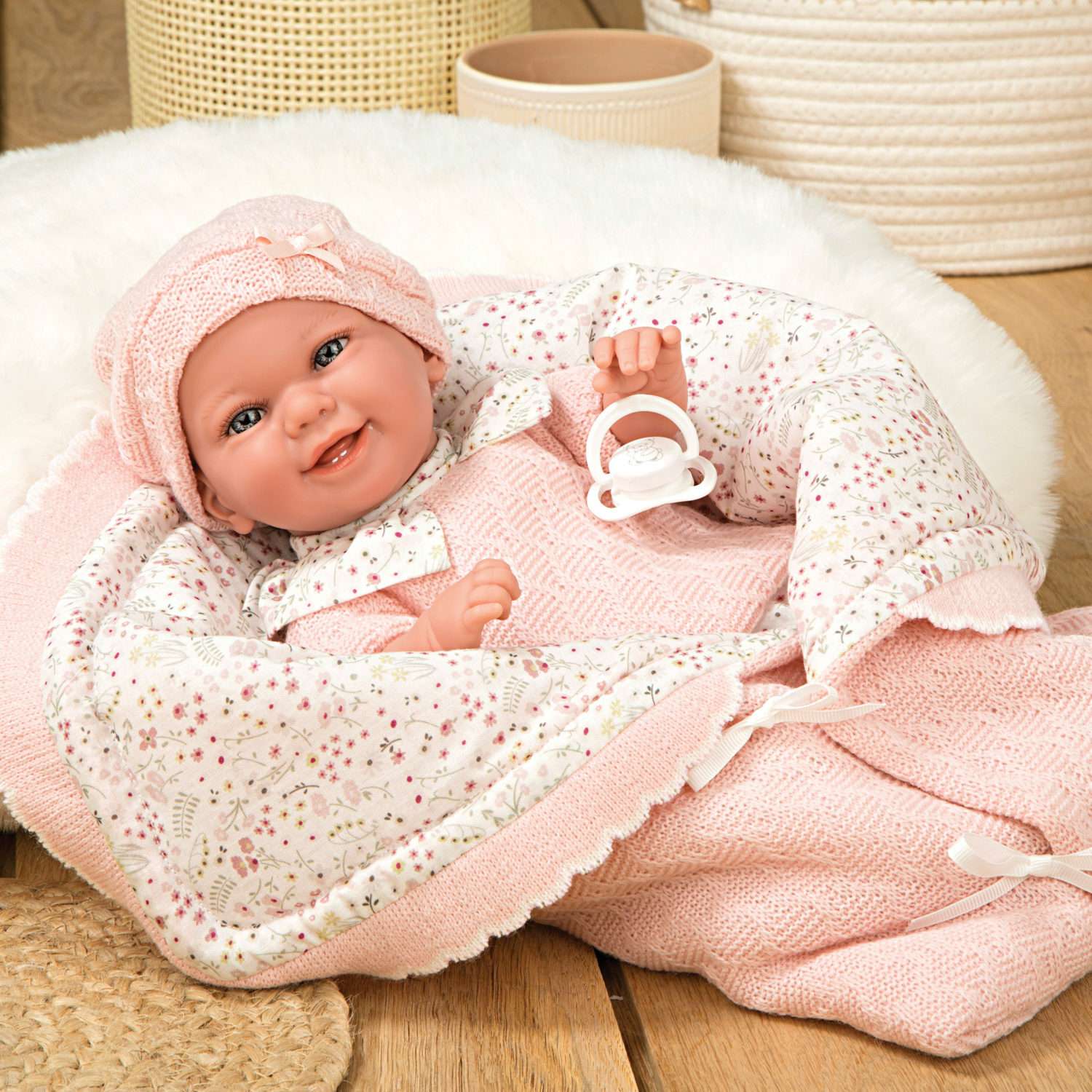 Кукла пупс Arias elegance реборн в одежде с соской и розовым одеялом 35 см Т24471 - фото 2