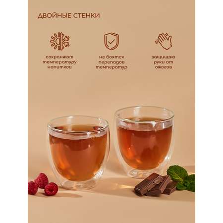 Стаканы стеклянные с двойными стенками Multistore 2 шт 250 мл.