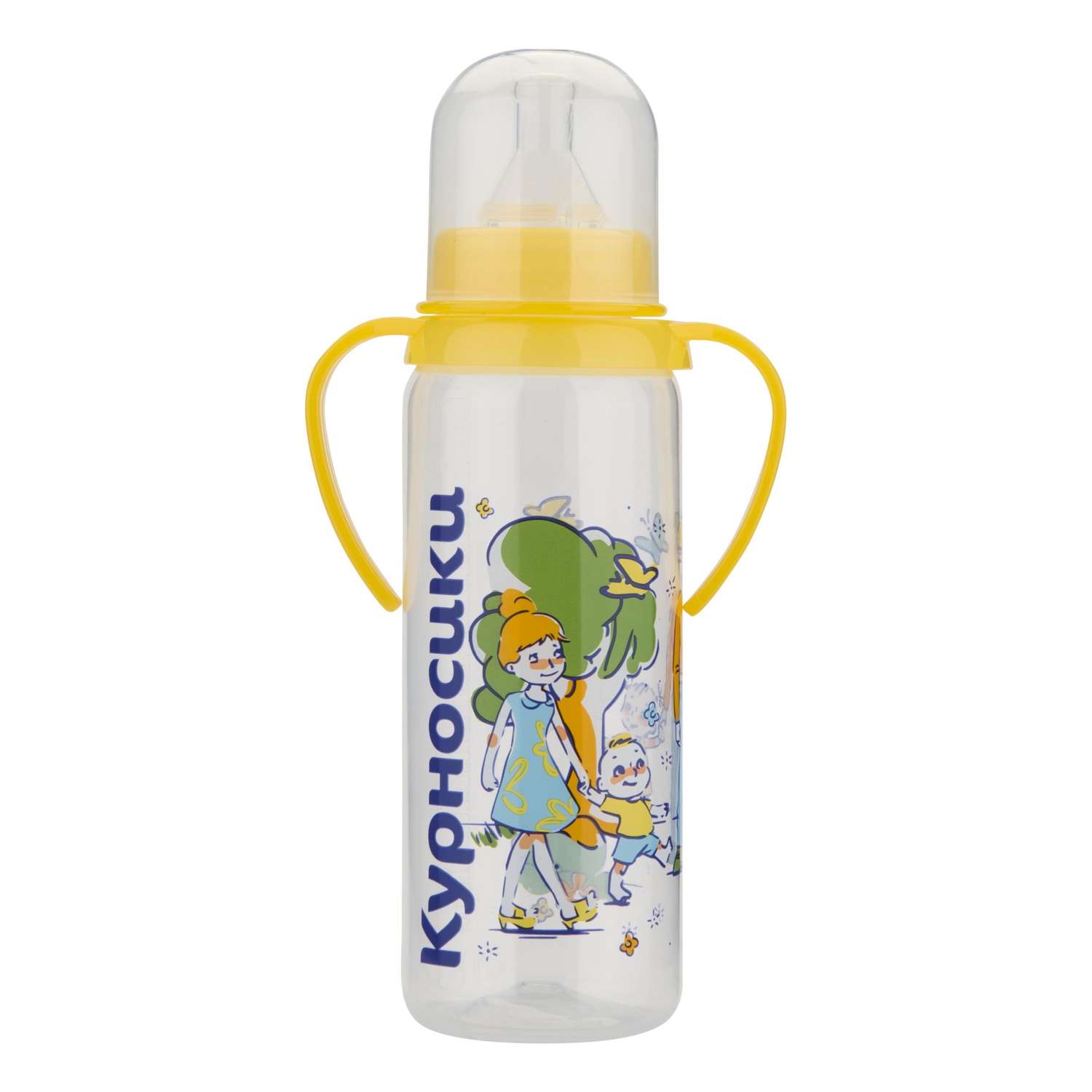 Бутылочка Курносики с ручками с силиконовой соской молочной 250 мл в ассортименте - фото 1