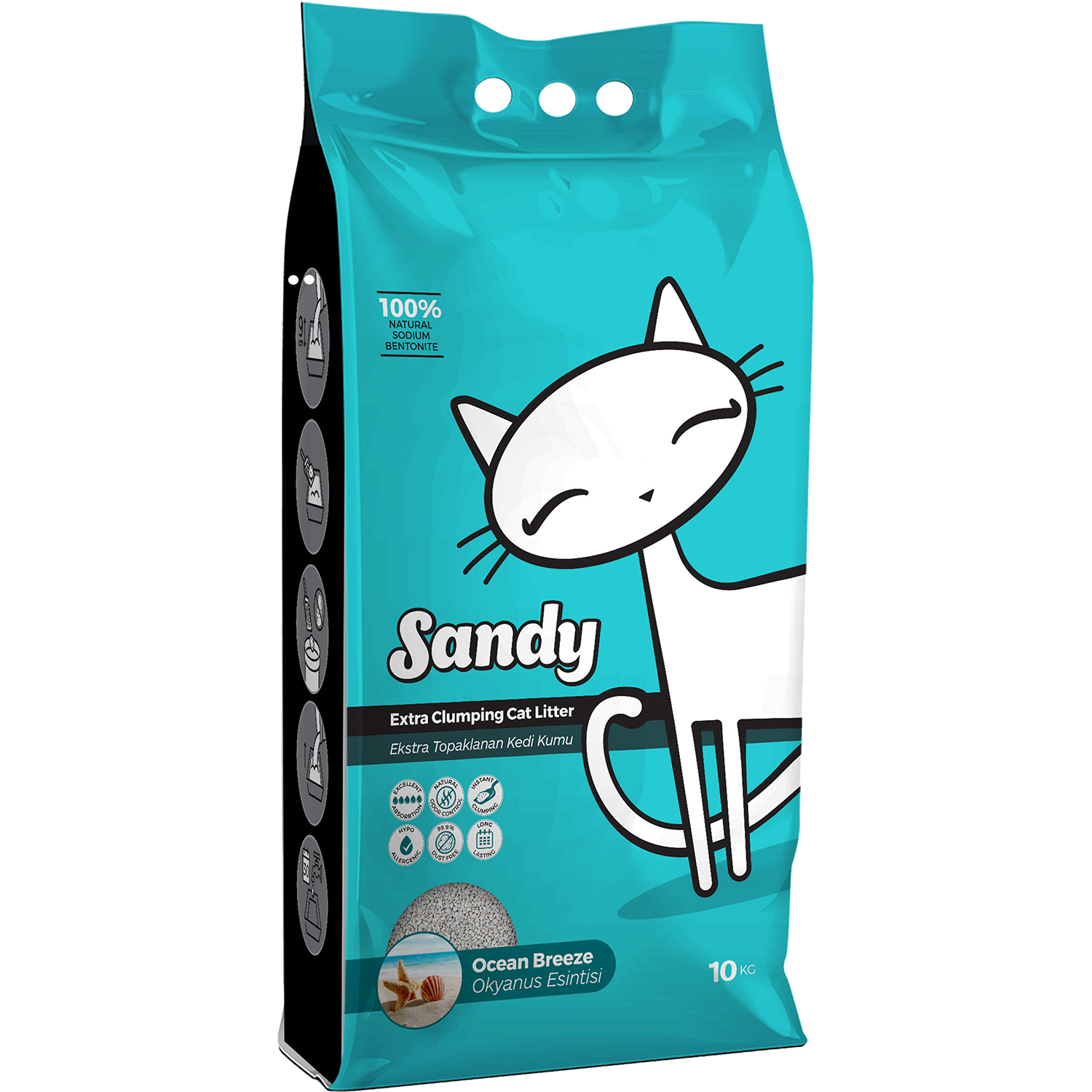 Наполнитель для кошек Sandy комкующийся с ароматом Океанского бриза 10кг - фото 1