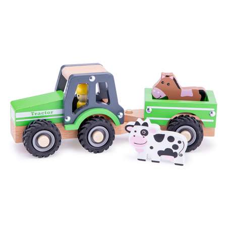 Набор New Classic Toys Трактор с прицепом для перевозки животных 11941