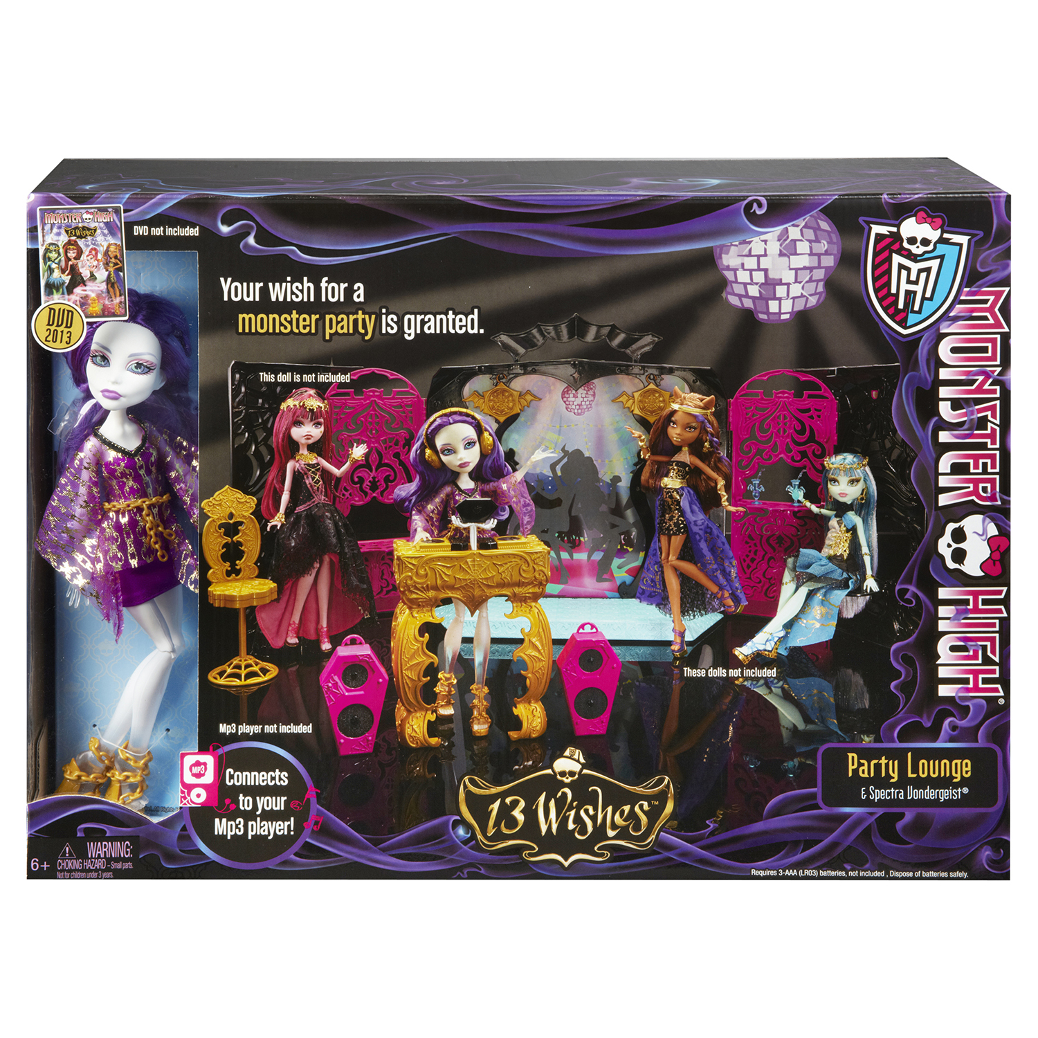 Игровой набор Monster High 13 Желаний. Монстростическая вечеринка + кукла  купить по цене 999 ₽ в интернет-магазине Детский мир