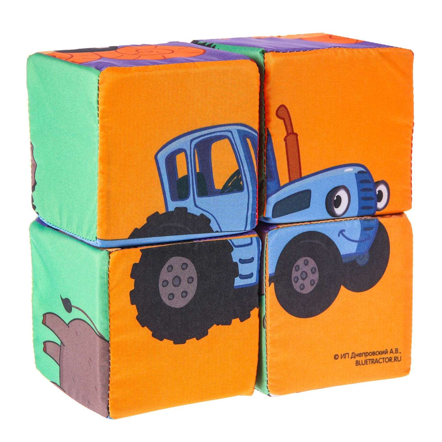 Игрушка Синий трактор мягконабивная «Синий трактор: Зверята» кубики 4 шт 8 × 8 см - фото 1