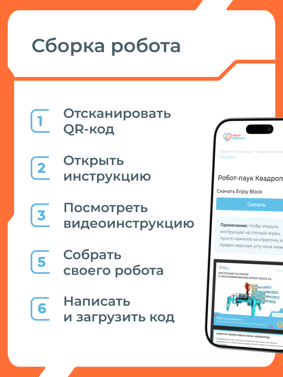 Конструктор Enjoy Robotics Робот паук Квадропод электронный - фото 6