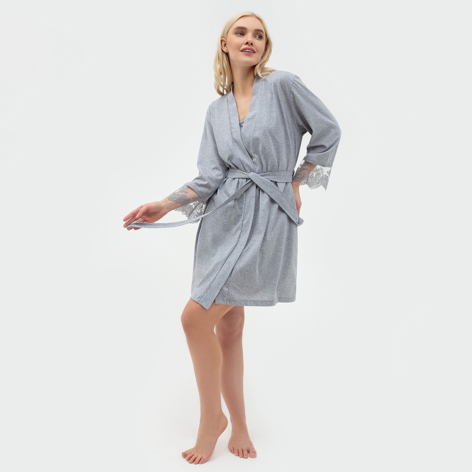 Халат с сорочкой Kaftan цвет серый 7661998 купить по цене 1762 ₽ в  интернет-магазине Детский мир