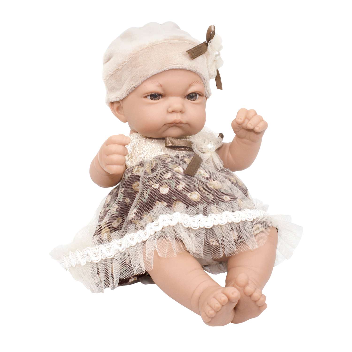 Кукла пупс 1TOY Premium реборн 25 см в нарядном платьице и шапочке Т15459 - фото 1