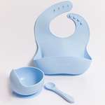 Набор для кормления Morning Sun силиконовый нагрудник тарелка и ложечка детская голубой