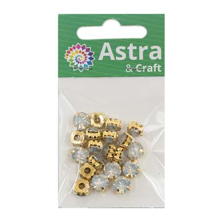 Хрустальные стразы Astra Craft в цапах для творчества и рукоделия 8 мм 20 шт золото
