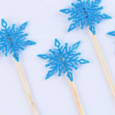Шпажки Страна карнавалия «Снежинка» уголок в наборе 6 штук голубые