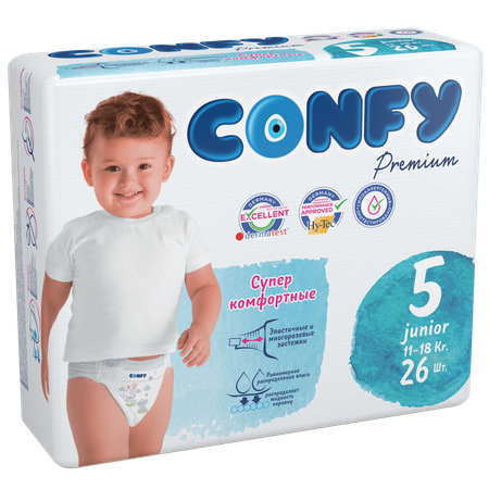 Подгузники детские CONFY Premium Junior размер 5 11-18 кг 26 шт CONFY