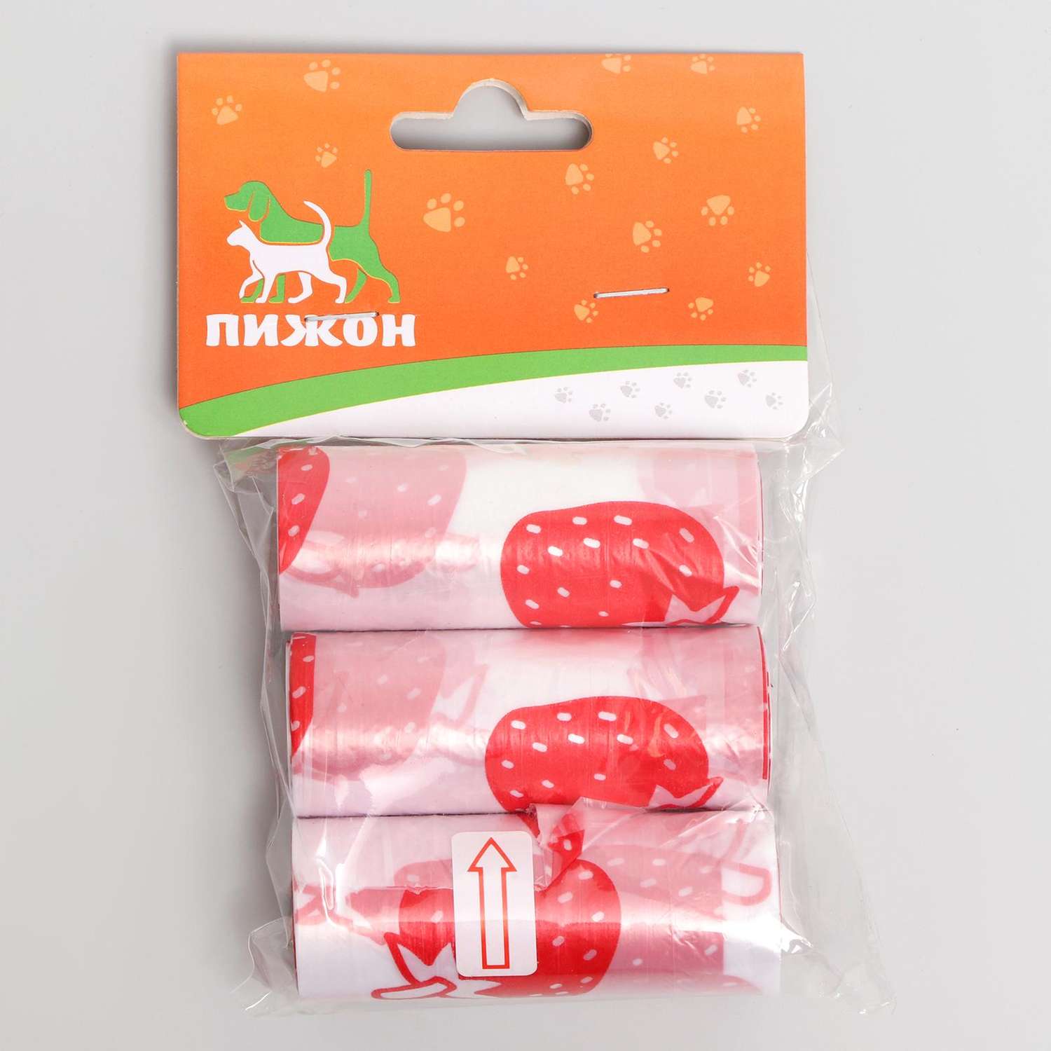 Пакет для уборки за собаками Пижон с узором 3 рулона по 15 шт белые - фото 1