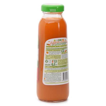 Cок Сады Придонья морковь-апельсин-манго 0.3л с 12месяцев