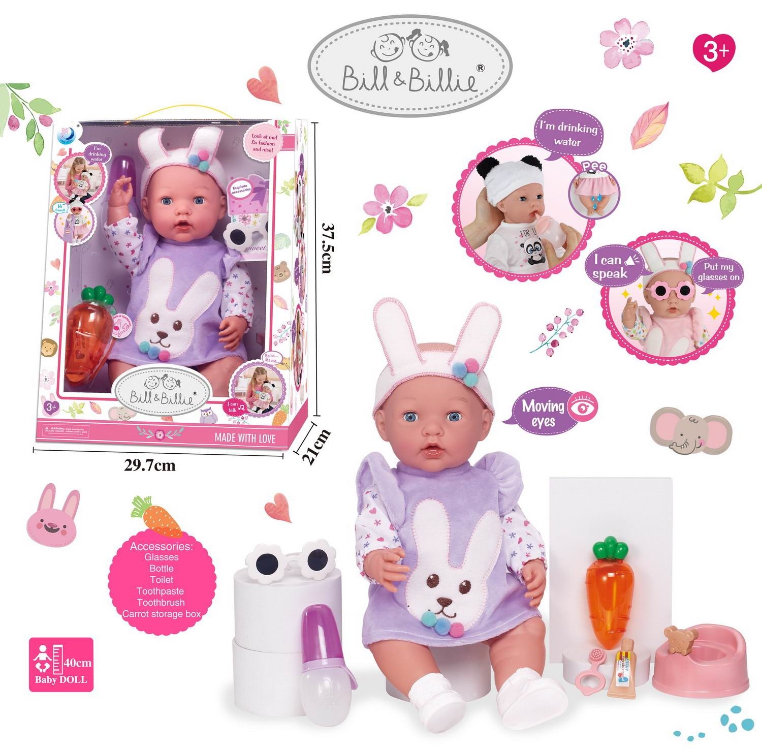 Игровой набор Abtoys Пупс-кукла Зайчик Baby Ardana 40см и игровые предметы WJ-36555 - фото 11