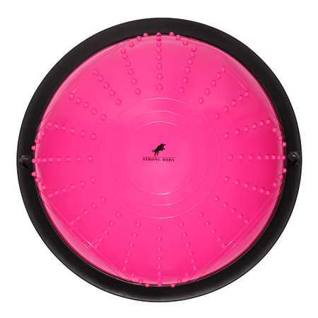 Балансировочная полусфера BOSU STRONG BODY в комплекте со съемными эспандерами розовая