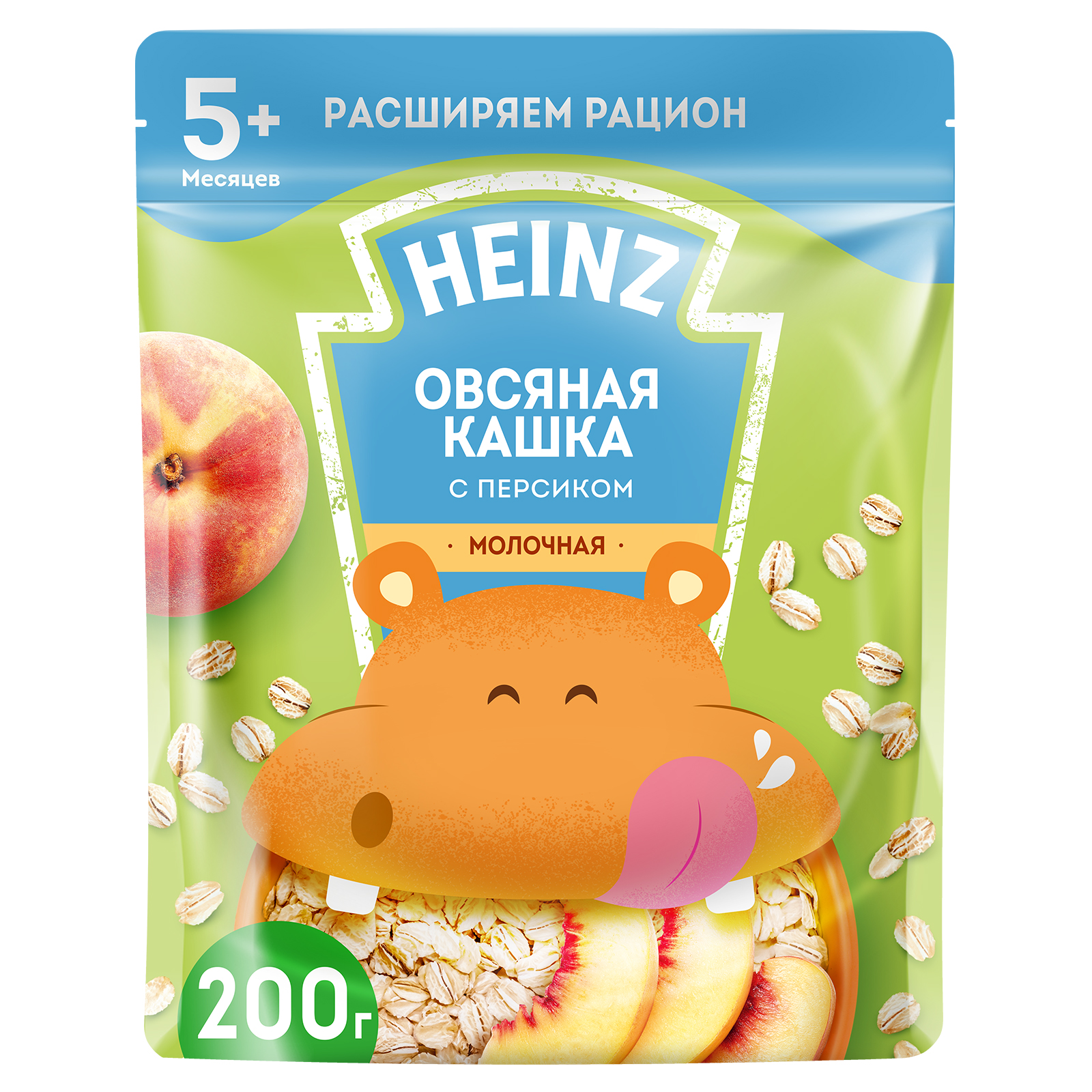 Каша молочная Heinz овсяная с персиком 200 г с 5 месяцев - фото 1