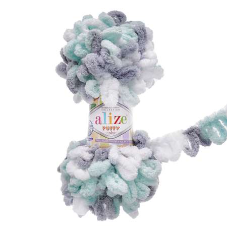 Пряжа для вязания Alize puffy color 100 г 9 м микрополиэстер плюшевая мягкая 6408 секционный 5 мотков