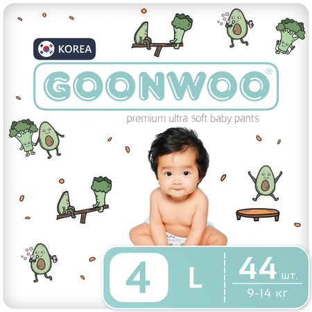 Подгузники-трусики GOONWOO размер 4 L 9-14 кг 44 шт