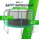 Батут каркасный supreme basic UNIX line 12 ft Greenдиаметр 366 см вес до 150 кг диаметр прыжковой зоны 310 см