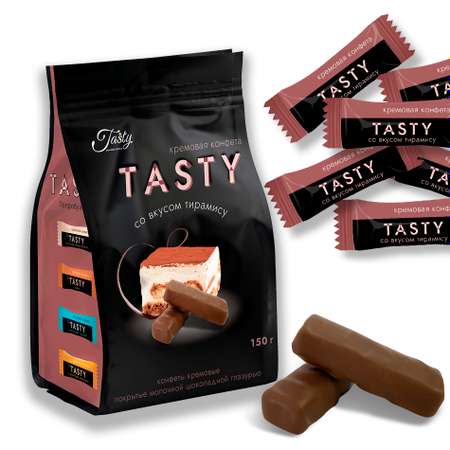 Кремовые конфеты Tasty Kingdom со вкусом тирамису покрытые молочной шоколадной глазурью упаковка 150 г