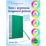 Папка с 20 файлами А4 Консул пластик 0.55 мм цвет зеленый