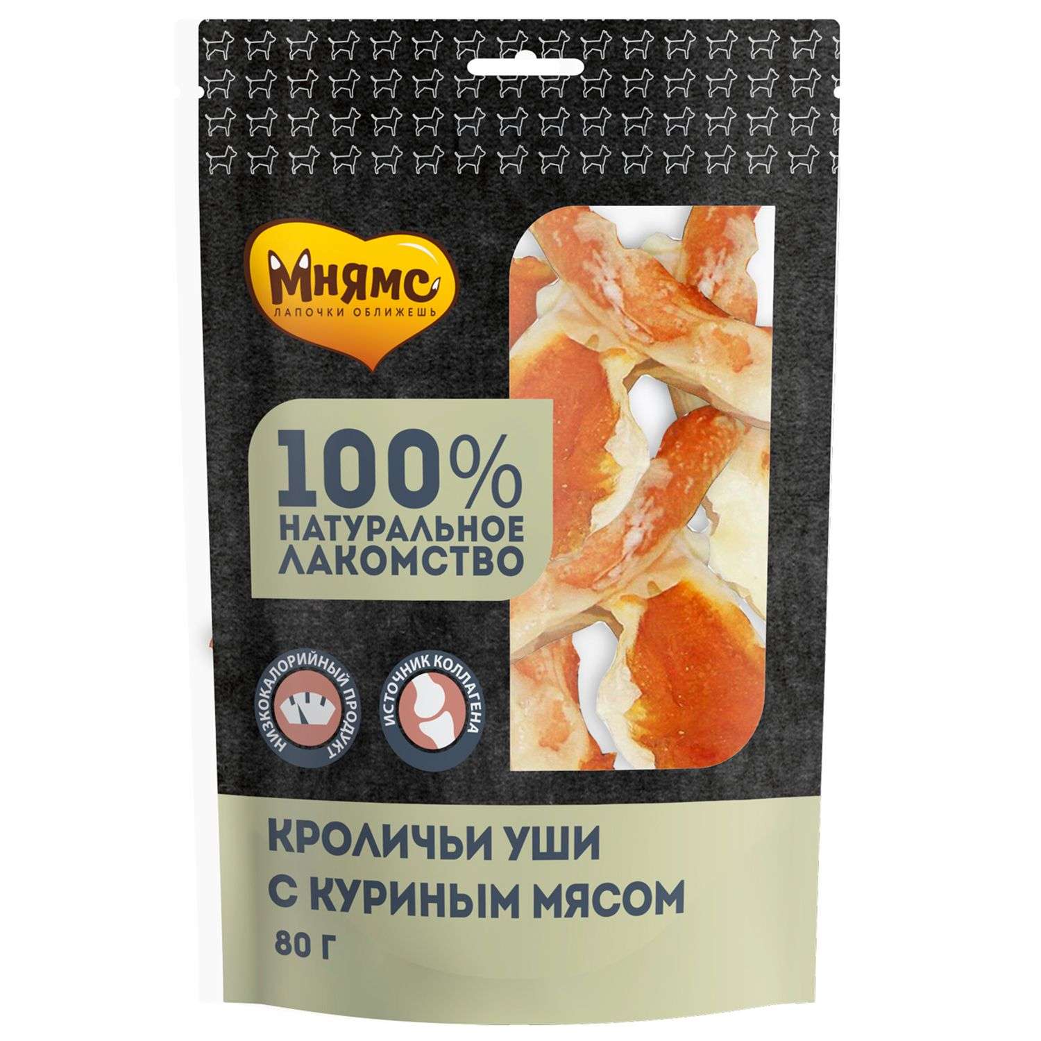 Лакомство для собак Мнямс кроличьи уши с куриным мясом 80г - фото 1