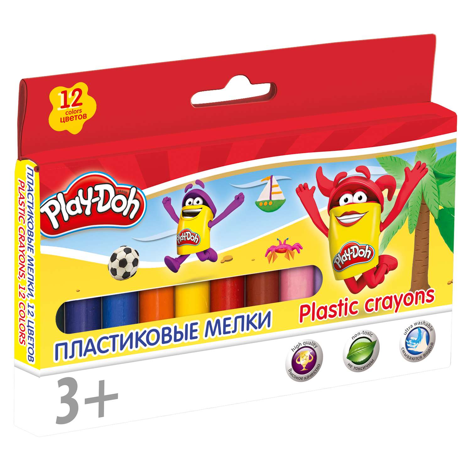 Набор Kinderline пластиковых мелков 12цв Play Doh - фото 1