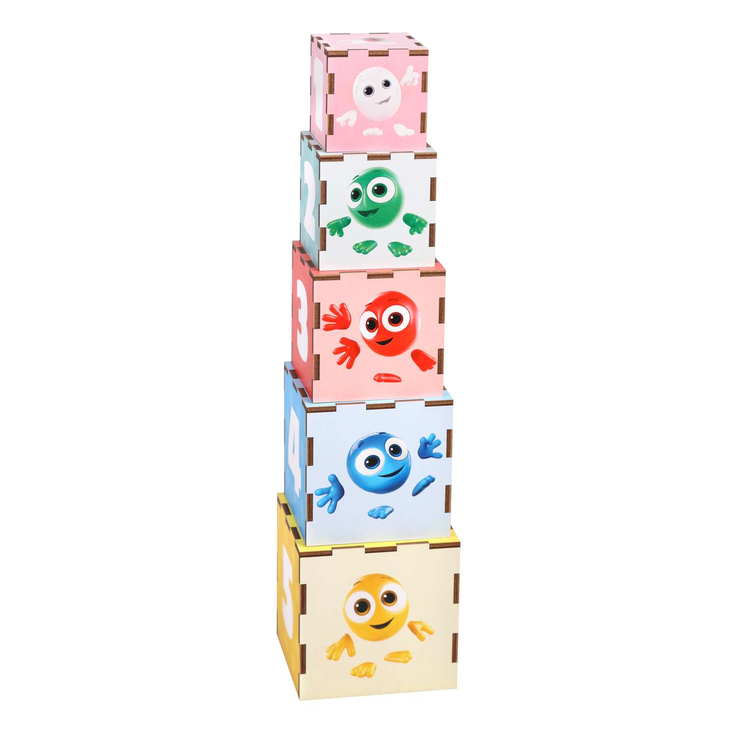 Кубики Цветняшки деревянные пирамидка сортер игровой набор - фото 9